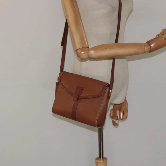 Burberrys Shoulder Bag Leather Brown Gold Auth - Picture 1 of 16